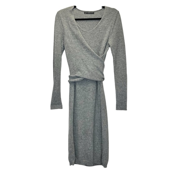 Peruvian Connection Royal Allaca Faux Wrap Dress Size Small Gray Long Sleeves - Picture 3 of 9